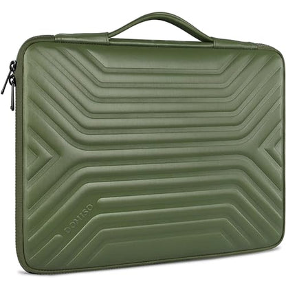 DOMISO 15.6 Inch Laptop Sleeve Case, Shockproof Waterproof Soft EVA Protective Bag with Handle, Lightweight Carrying Case for MacBook, Dell, HP, Lenovo, ASUS, Olive - color: Olive, size: 15 - 15.6 Inch