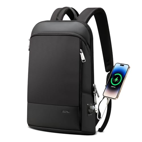 BOPai Slim Laptop Thin Business Backpack with Bottle Holder USB Charging Professional for Men Notebook Work Office Anti Theft Smart Computer 15-15.6 inch Back pack Light Black - color: Black2, size: 15.6 inch