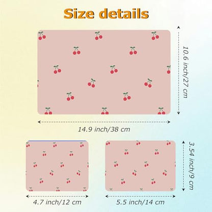 Universal Laptop Skin Sticker with 2 Wrist Pad Decals, 3-Piece Removable Vinyl Laptop Cover, Pink Cherry Waterproof Anti-Scratch, Easy-Trim Fit for 13.3" 14" 15.6" Laptops - color: Pink Cherry