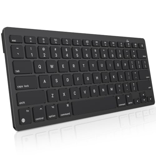 OMOTON Ultra-Slim Wireless Keyboard for Mac, Stable Bluetooth Connection, Ergonomic Tilt Angel, Auto Sleep Energy Saving & Portable for Business Trip & Travel, Compatible with MacOS 10.10+, Black - color: Black