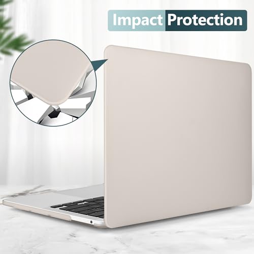 for MacBook Pro 13 inch Case 2023 2022 2021 2020 Release Model: A2338 M2/M1 A2289 A2251 with Touch Bar & Touch ID, Cream Matte Plastic Hard Shell Case & Keyboard Cover, Stone - color: Stone