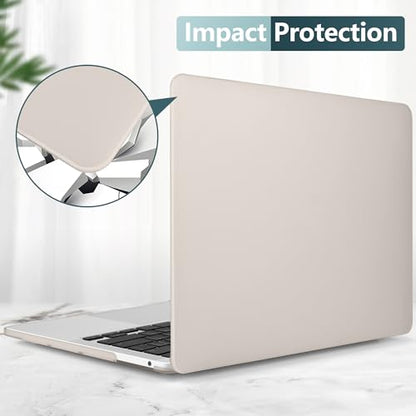 for MacBook Pro 13 inch Case 2023 2022 2021 2020 Release Model: A2338 M2/M1 A2289 A2251 with Touch Bar & Touch ID, Cream Matte Plastic Hard Shell Case & Keyboard Cover, Stone - color: Stone