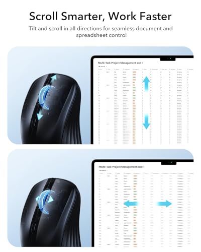 ESR MagMouse Snap-to-Carry Bluetooth Mouse, Rechargeable Wireless Mouse for Laptop with Built-in Charging Cable, Reusable Adhesive Holder, BT 5.0 + 2.4 GHz Connectivity, Silent, Ergonomic, Black - color: Black