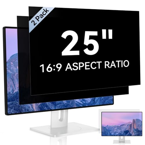 [2 Pack] 25 Inch Computer Privacy Screen for 16:9 Aspect Ratio Widescreen Monitor, Eye Protection Anti Glare Blue Light Computer Monitor Privacy Filter, Removable Anti-Scratch 25in Protector Film - size: 25" (16:9)