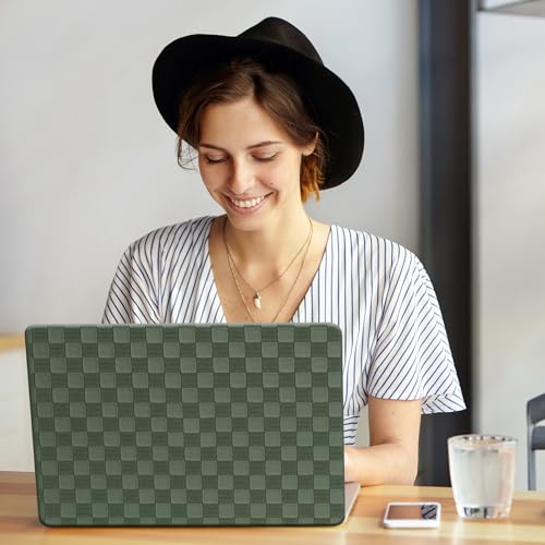 Checkered Print for MacBook Pro 13 inch Case M2 2026-2016 A2338 M1 A2251 A2289 A2159 A1989 A1708 A1706,Checkered Textured Cream Leather Hardshell Case&Keyboard Cover,Checkereboard Emerald Green - color: Checkerboard Emerald Green, size: 2016-2026 Macbook