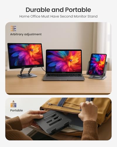 LOXP Adjustable Tablet Stand, 360 Rotating iPad Stand with Heavy-Duty Base | Matel, Perfect for Travel, Desk, Office, 4.7-16.9" Device, iPad Pro Air Mini, Kindle, Surface Tablet, Portable Monitors - color: Black