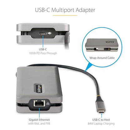 StarTech.com USB-C Docking Station for MacBook Pro M1 M2 M3 M4 and Windows, 4K 60Hz HDMI or 1080p VGA Video, USB 10Gbps Hub, 100W Laptop Charging, GbE, 1ft/30cm Cable - size: single HDMI or VGA, style: 2 x USB-A | 1 x USB-C