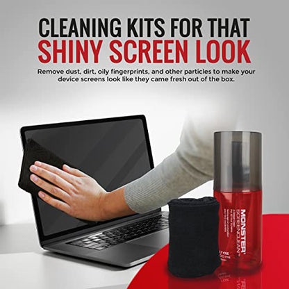 Monster Screen Cleaner Kit with Microfiber Cloth, 60 mL Screen Cleaner Spray for TVs, Monitors, Laptops, Tablets, Smartphones, Eyeglasses, LCD LED OLED Display Cleaner