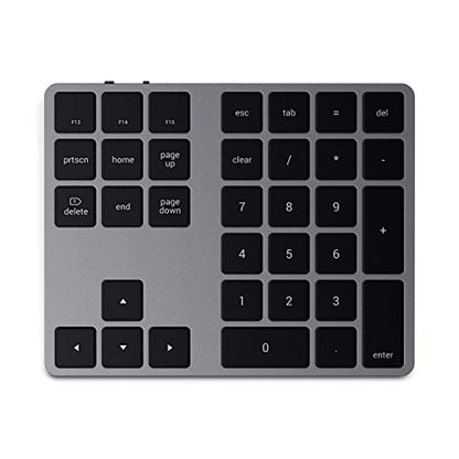 Satechi Bluetooth Extended Numeric Keypad (U.S. English Layout), Slim Rechargeable 34-Key Numberpad, for MacBook Air/Pro/Neo, iPad Air/Pro, iPad mini, Mac mini, iMac - Space Gray - color: Space Gray