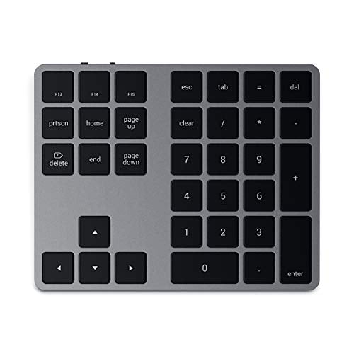 Satechi Bluetooth Extended Numeric Keypad (U.S. English Layout), Slim Rechargeable 34-Key Numberpad, for MacBook Air/Pro/Neo, iPad Air/Pro, iPad mini, Mac mini, iMac - Space Gray - color: Space Gray