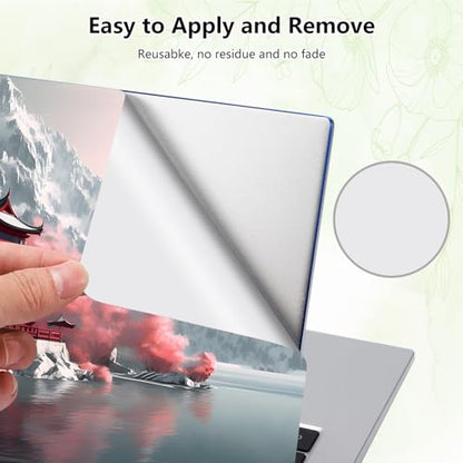 Laptop Skin Sticker Decal, Universal Reusable Vinyl Laptop Cover for 12" 13" 13.3" 14" 15" 15.4" 15.6" Notebook PC, Reusable Waterproof Scratch-Resistant with 2 Wrist Pads,Oriental Cherry - color: Oriental Cherry