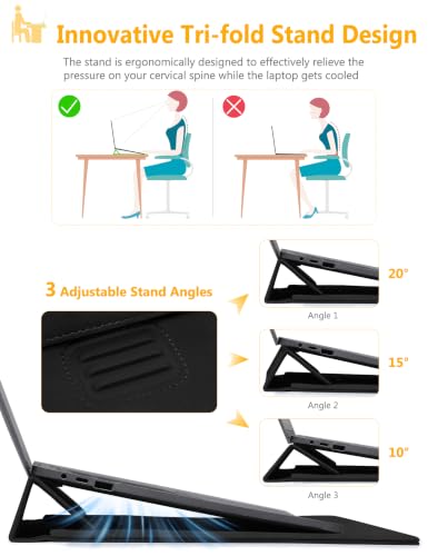 HYZUO 13 Inch Laptop Case Sleeve Bag with Adjustable Stand, Black | for MacBook Air 13 M5 A3449 M4 M3 M2 M1 2026-2018, 13" MacBook Neo 2026, MacBook Pro 13 M2 M1 2026-2016, Surface Pro, XPS 13 - color: Black, size: 13 Inch