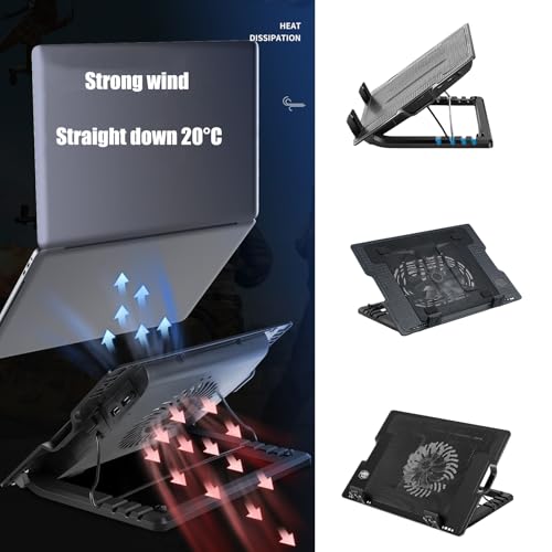 Laptop Cooling Pad with 2 Port USB for 11inch-18inch Notebook Gaming Fan Stable Stand Adjustable 2 USB Port Cooling Stand