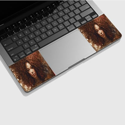 Universal Laptop Skin Sticker with 2 Wrist Pad Skins, Waterproof Scratch Resistant Vinyl Laptop Cover Decal, Cut to Fit for 11–15.6 Inch MacBook HP Dell Lenovo, Black Girl Red Hair - color: Black Girl Red Hair