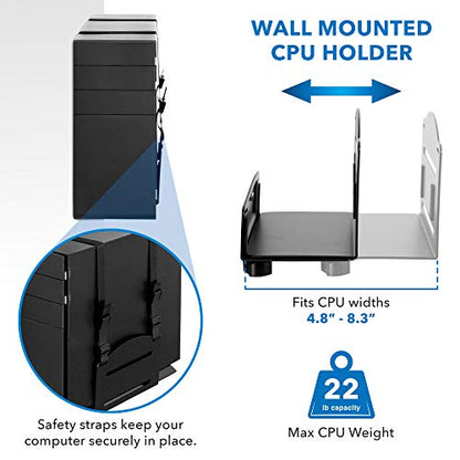 Mount-It! Dual Monitor Arm Wall Mount Workstation with Keyboard Tray & CPU Holder, Height Adjustable Gas Spring Full Motion Computer Station, Fits 17–32” VESA 75x75 100x100, Black - size: Dual Monitor