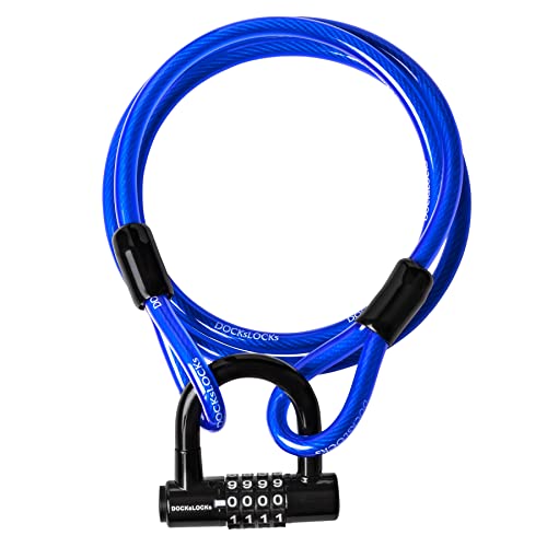 DocksLocks Security Cable Lock Set (5' to 25') Looped Ends, Weatherproof, Keyless Compact U-Lock with Combination, Anti-Theft for Bikes Equipment 15ft - size: 15ft