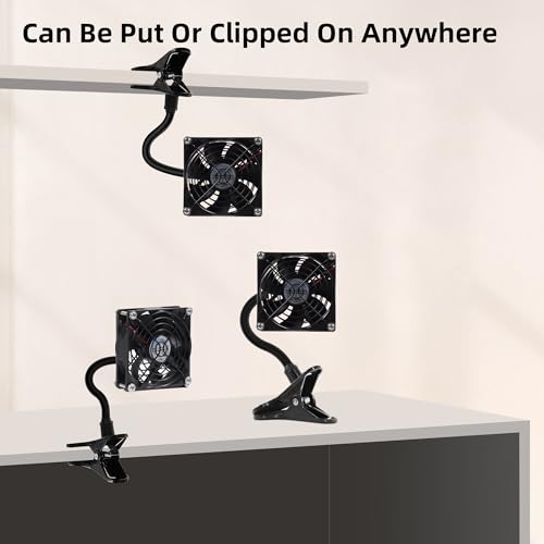 3.62" 92mm Quiet USB Clip on Fan with Strong Clamp and On/Off Switch | Low Noise and Gentle Breeze, for Desktop Router Tent Seedlings Electronic Equipment and DIY Ventilation Cooling Project - color: Black, size: 92mm