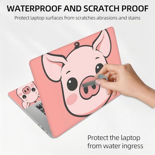 Minimalist Pink Pig Face Universal Laptop Skin Sticker 3PCS, Protective Decal Trim-to-Fit 11.6" 13.3" 14" 15.6" Laptop Vinyl Cover, Removable Anti-Scratch Computer Decal Protector - color: Minimalist Pink Pig Face