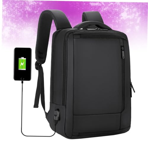 Large Capacity USB Charging Laptop Backpack for Men, Business Bookbag with Waterproof Black Exterior, Portable Computer Bag Suitable for Travel and Work