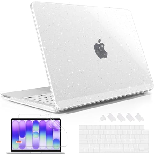May Chen Compatible with MacBook Neo 13 inch Case 2026 Model A3404, Plastic Hard Shell,Keyboard Cover,Screen Protector,Dust Plug, for MacBook Neo 13" with A18 Pro Chip, Glitter Clear - color: Glitter Clear