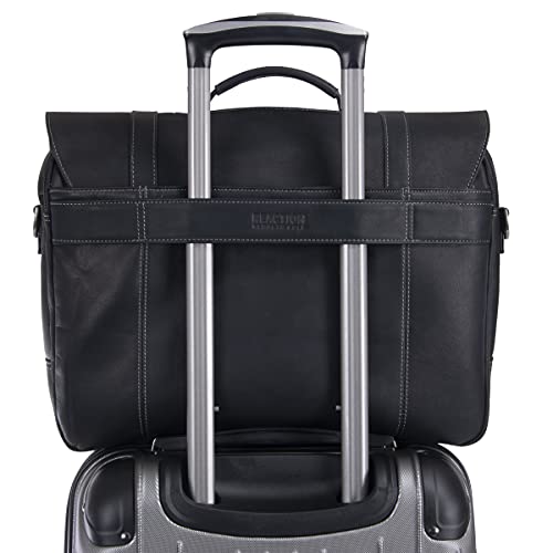 Kenneth Cole REACTION Show Business 16" Colombian Leather Business Laptop Portfolio Messenger Bag - color: Black