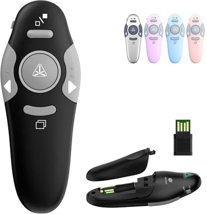QUI Presentation Clicker Wireless Presenter Remote, Black, A | Clicker for PowerPoint Presentation Remote, PowerPoint Slide Advancer for Mac/Windows/Google Slide/Keynote - color: Black