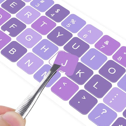 2PCS English Keyboard Stickers with Tweezer, Universal Keyboard Sticker Purple Background with White Lettering Keyboard Letters Replacement Stickers for Computer Laptop Notebook Desktop -English - color: English-purple/White