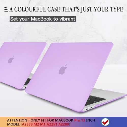 CISSOOK Case for MacBook Pro 13 Inch 2020-2025 Release M1 M2 | 4in1 Set Laptop Hard Shell Cover for MacBook Pro 13" A2251 A2289 A2338 Keyboard Cover and Screen Protector, Matte Purple - color: Matte Purple