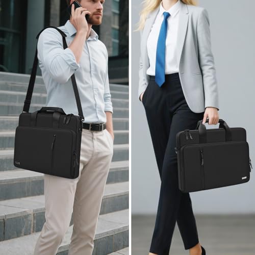 TECOOL 15.6 16 Inch Laptop Bag, 360 Protective Case Sleeve Messenger Bag | Waterproof Computer Briefcase with Shoulder Strap for 15.6 16 Inch Laptop Notebook Chromebook, MacBook Pro 16,Black - color: Black, size: 15.6-16 Inch