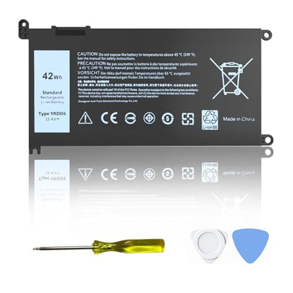 42Wh YRDD6 Battery for Dell Inspiron 5480 5481 5482 5485 5491 5593 5493 | 5584 5585 5591 5594 5598 3593 3493 3793 3584 3501 3583 3582 3310 7586 Vostro 5481 5581 5490 5590 Battery, 1VX1H VM732 p93g - size: 6.9 * 3.5 * 0.3 Inch YRDD6