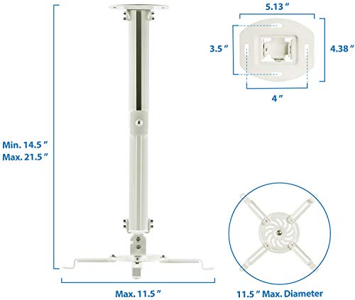 Mount-It! Ceiling Projector Mount | Full Motion and Height Adjustable from 14.5-21.5 Inches | Universal Bracket Fits Epson, Optoma, Benq, and Viewsonic Projectors | 30 Lbs Capacity (Medium) - style: Medium