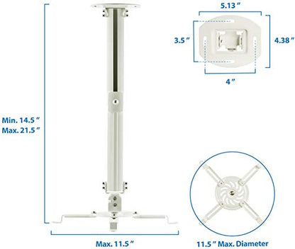 Mount-It! Ceiling Projector Mount | Full Motion and Height Adjustable from 14.5-21.5 Inches | Universal Bracket Fits Epson, Optoma, Benq, and Viewsonic Projectors | 30 Lbs Capacity (Medium) - style: Medium