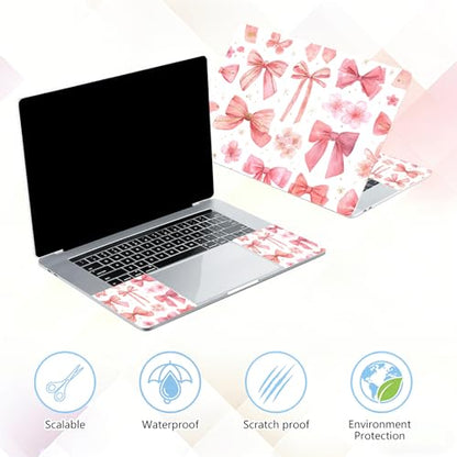 Laptop Skin Sticker Decal 15-15.6 Inch with Cute Mouse Pad, Universal Reusable Vinyl Sticker for 12.1 13 13.3 14 15.4 Inch Netbook and Notebook PC, Pink Bow Pattern - color: Pink Bow Pattern