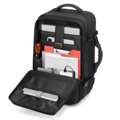 60L Vacuum Compression Backpack with Wheels Expandable Men Waterproof Carry On Luggage Travel Backpacks 17 inch Laptop Backpack Flight Approved(With Pump)
