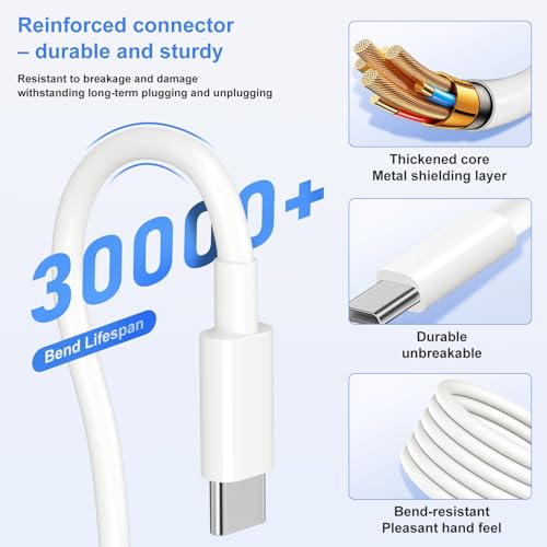 USB C to USB C Cable 100W 6FT 2-Pack, PD Fast Charging Flexible Cord for iPhone 17/16/15, MacBook Pro/Air, Samsung S25 and More - size: 6FT
