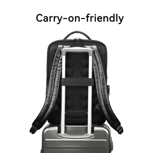 BOPai Genuine Leather Backpack for Men Multi-Function 15.6 inch Laptop Premium Executive Business Travel Friendly Smart Rucksack Anti Theft Large Capacity Office Classic Black - color: Black3