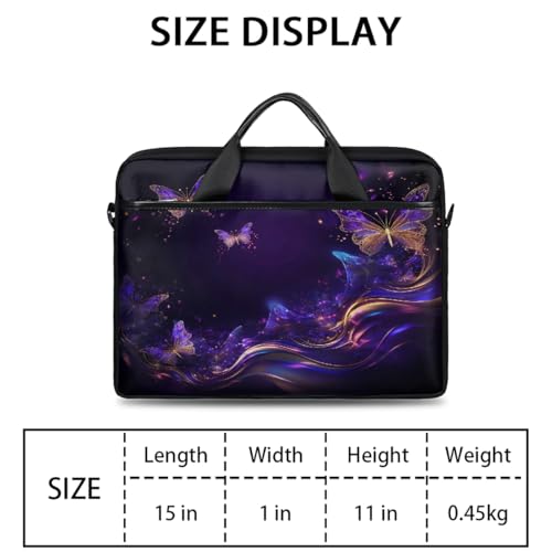 Laptop Shoulder Bag for Women Men, Waterproof Computer Case Messenger Bag Briefcase for Business Office Travel - color: Purple Butterfly Fantasy Animal