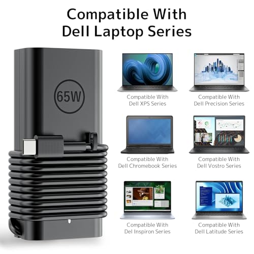 65w USB Type C Laptop Charger Compatible with Dell Universal AC Adapter | Latitude 5420 5450 5520 5320 5340 5440 5550 7440 7490 7640 7420 7310 2-in-1 Xps 13 9250 Inspiron 7420 Chromebook 3100 power