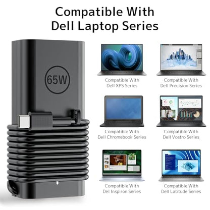 65w USB Type C Laptop Charger Compatible with Dell Universal AC Adapter | Latitude 5420 5450 5520 5320 5340 5440 5550 7440 7490 7640 7420 7310 2-in-1 Xps 13 9250 Inspiron 7420 Chromebook 3100 power