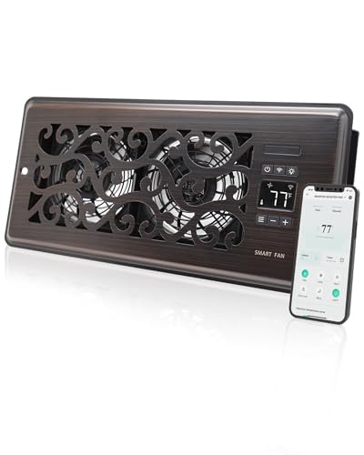 Howeall 4" x 10" Super Quiet Register Booster Fan - Upgrade Smart Register Vent with Ionizer and Dual Intelligent Thermostat Control - Heating Cooling Vent Fan Booster - Charleston Design (ORB) - color: Antique Bronze, size: 4" x 10"
