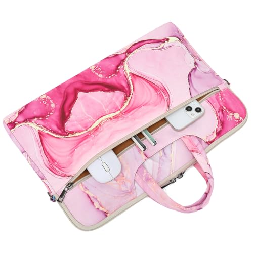 DACHEE Laptop Shoulder Bag for 15 Inch/15.6 Inch Macbook Pro - color: Pink Marble Shoulder