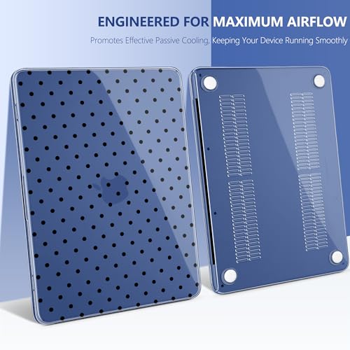 for MacBook Neo 13 Inch Case 2026 (Model A3404, A18 Pro chip), Stylish Pattern Protective Hard Shell with Screen Protector, Keyboard Cover & USB-C Adapter - Indigo Polka Dots - color: Indigo Polka Dots