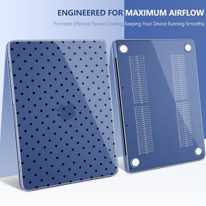 for MacBook Neo 13 Inch Case 2026 (Model A3404, A18 Pro chip), Stylish Pattern Protective Hard Shell with Screen Protector, Keyboard Cover & USB-C Adapter - Indigo Polka Dots - color: Indigo Polka Dots