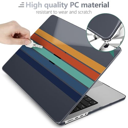 Batianda Case for New MacBook Pro 16 inch 2026 M5 2024 2023 2021 Release with M4 M3 M2 M1 Pro/Max Chip,Slim Lightweight Protective Shell with Creative Pattern with Keyboard Cover Protector, Stripes - color: Black Stripes