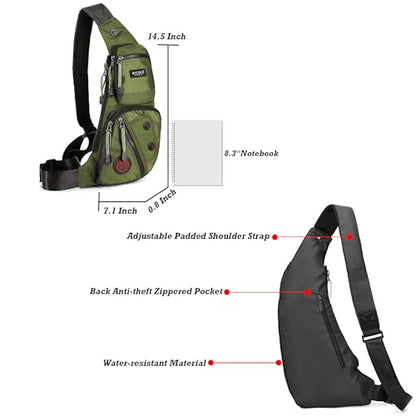 NICGID Sling Bag Chest Shoulder Backpack Crossbody Daypack for Men Women | Travel Outdoor Hiking Concealed Carry Fishing Fanny Tool Small Casual - color: Army Green