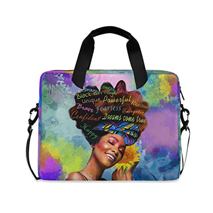 Laptop Bag 15.6 inch, Waterproof Laptop Case with Strap, Protective Laptop Carrying Case for Women&Men, Afro African American Woman - color: Afro African American Woman