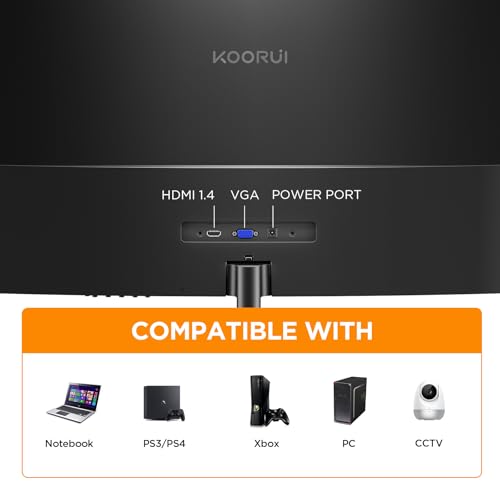 KOORUI 24 inch Curved Computer Monitor, FHD 100Hz VA 1500R PC Screen | Adaptive Sync, 99% sRGB, HDMI/VGA, Eye Care TÜV Rheinland Certified, Tilt Adjustable, Home Office, Study and Everyday Use - size: 24inch 100Hz/FHD/Curved