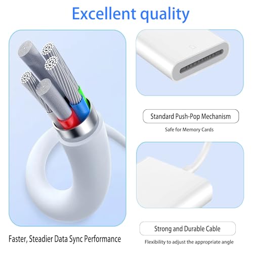 【MFI Certified】 iPhone SD Card Reader, Camera Card Reader Adapter Compatible with iPhone 15-17, iPad/Mac Pro/Air,MacBook Pro/Air, Chromebook XPS, Galaxy and Android USBC Devices,No App Plug and Play