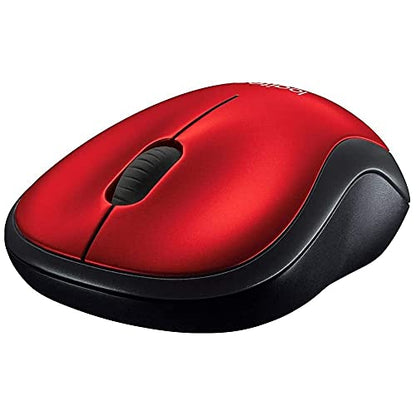 Logitech M185 Compact Ambidextrous Wireless Mouse with Rubber Grips - Red | Ambidextrous mouse with 2.4 GHz USB-A Nano Receiver, Optical Tracking, 12-Months Battery Life, PC, Mac, Laptop compatible - color: Red, size: 1 Pack, style: USB Receiver