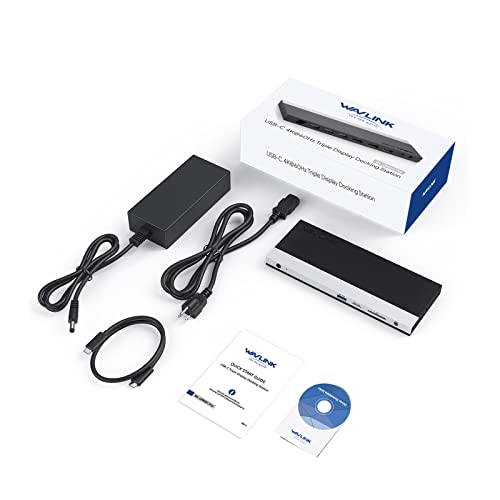 WAVLINK USB C Docking Station,100W PD Charging,Triple 4K Display Type-C Adapter(HDMI,2 DisplayPort,Ethernet,4 USB 3.0,SD/TF Card Reader,3.5mm Audio) for MacBook Pro,Dell XPS 13/15,HP,Lenovo Yoga